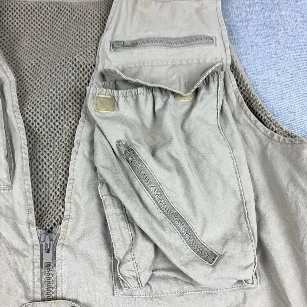 Vintage Banana Republic Vest Mens XL Beige Cotton Safari Fishing Outdoor 80s